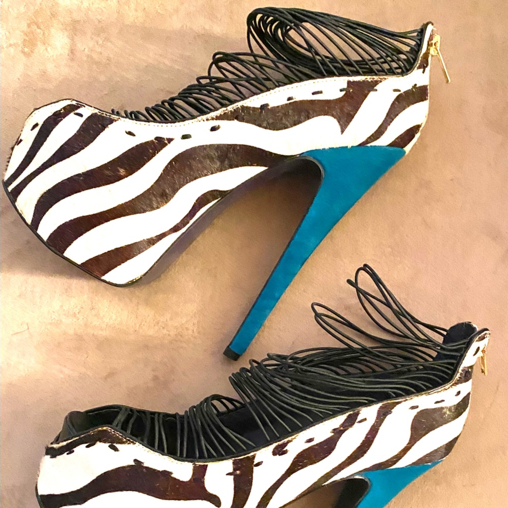 LONDON TRASH Camo high heels, zebra print,NEW WITH BOX!!